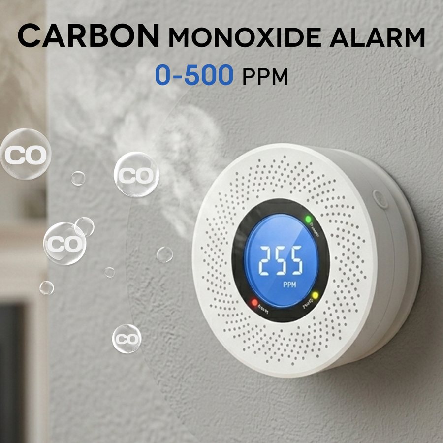 Battery carbon monoxide alarm, LCD, 2, 4, 6 or 8 pack