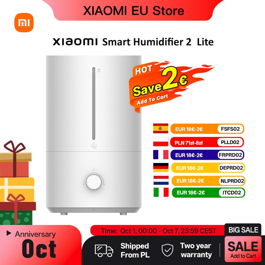Lite humidifier, 300 ml/h humidification, water tank