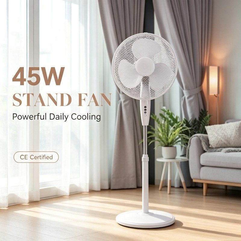 16 inch 45W pedestal fan, oscillating, adjustable height