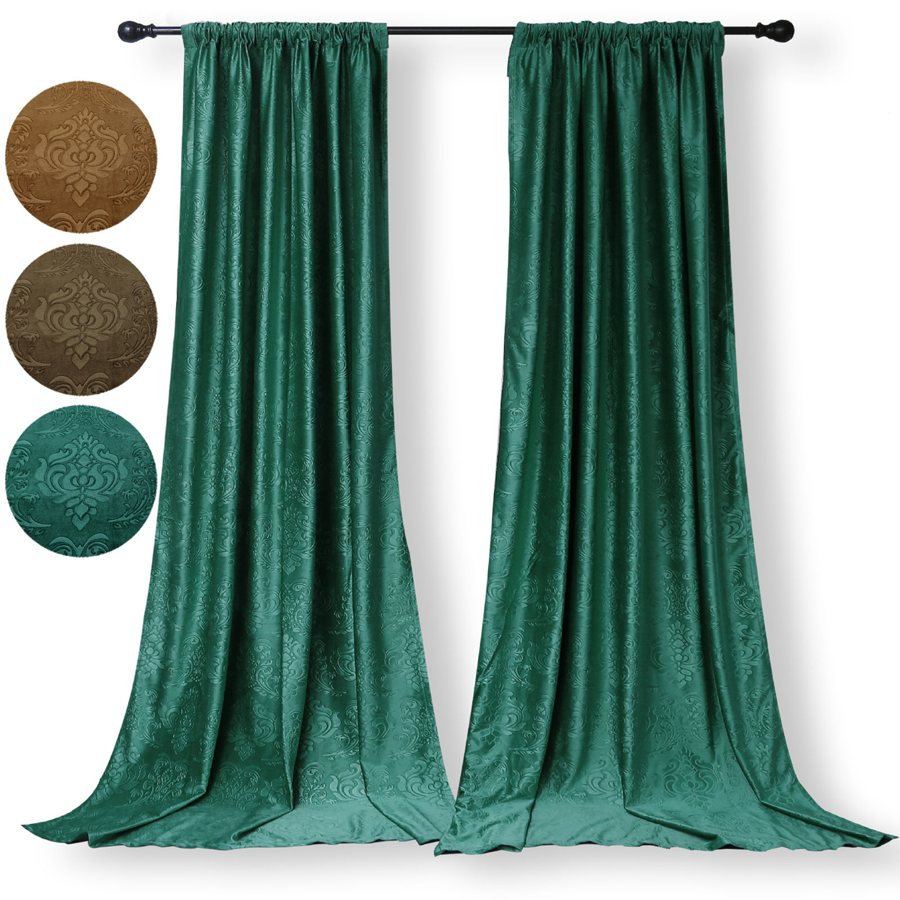Crushed velvet curtains, 2 panels, with tiebacks, 52 width