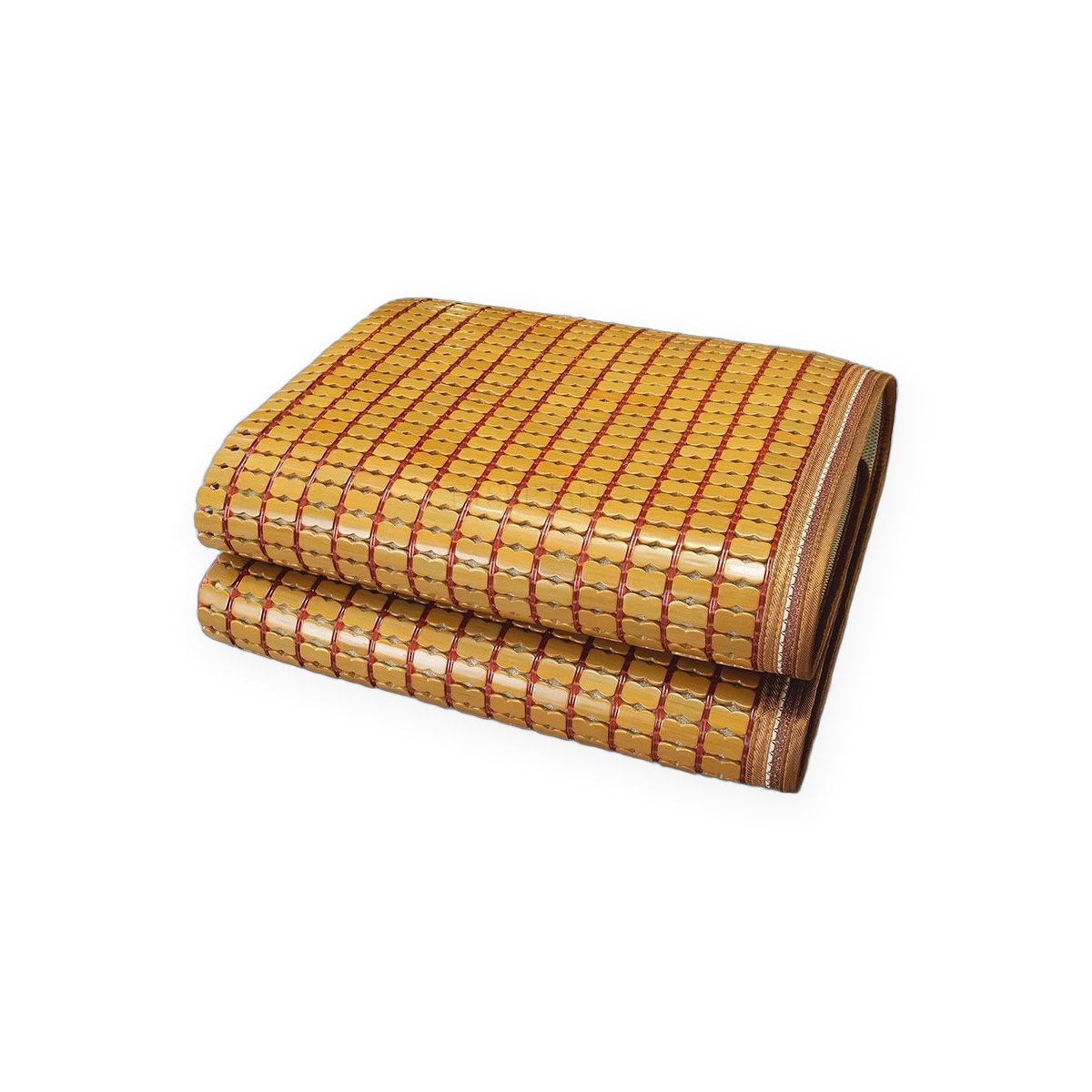 Double size ice silk cooling mat, foldable bamboo and rattan