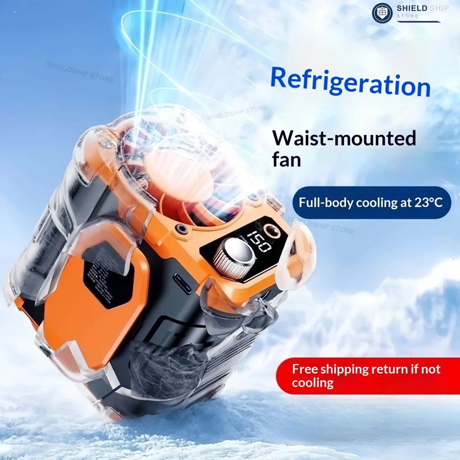 Mini hanging neck fan, USB, power bank, digital display