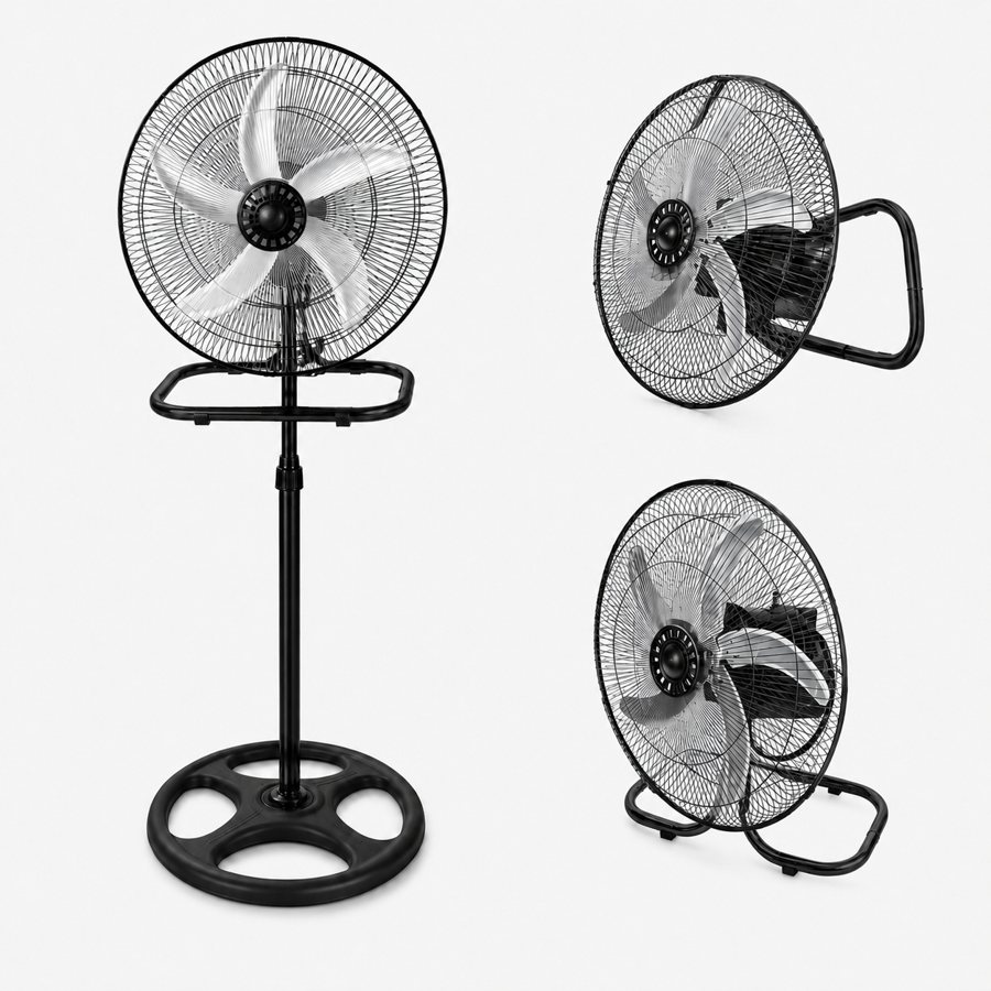 Pedestal standing floor fan, 3 speeds, adjustable height