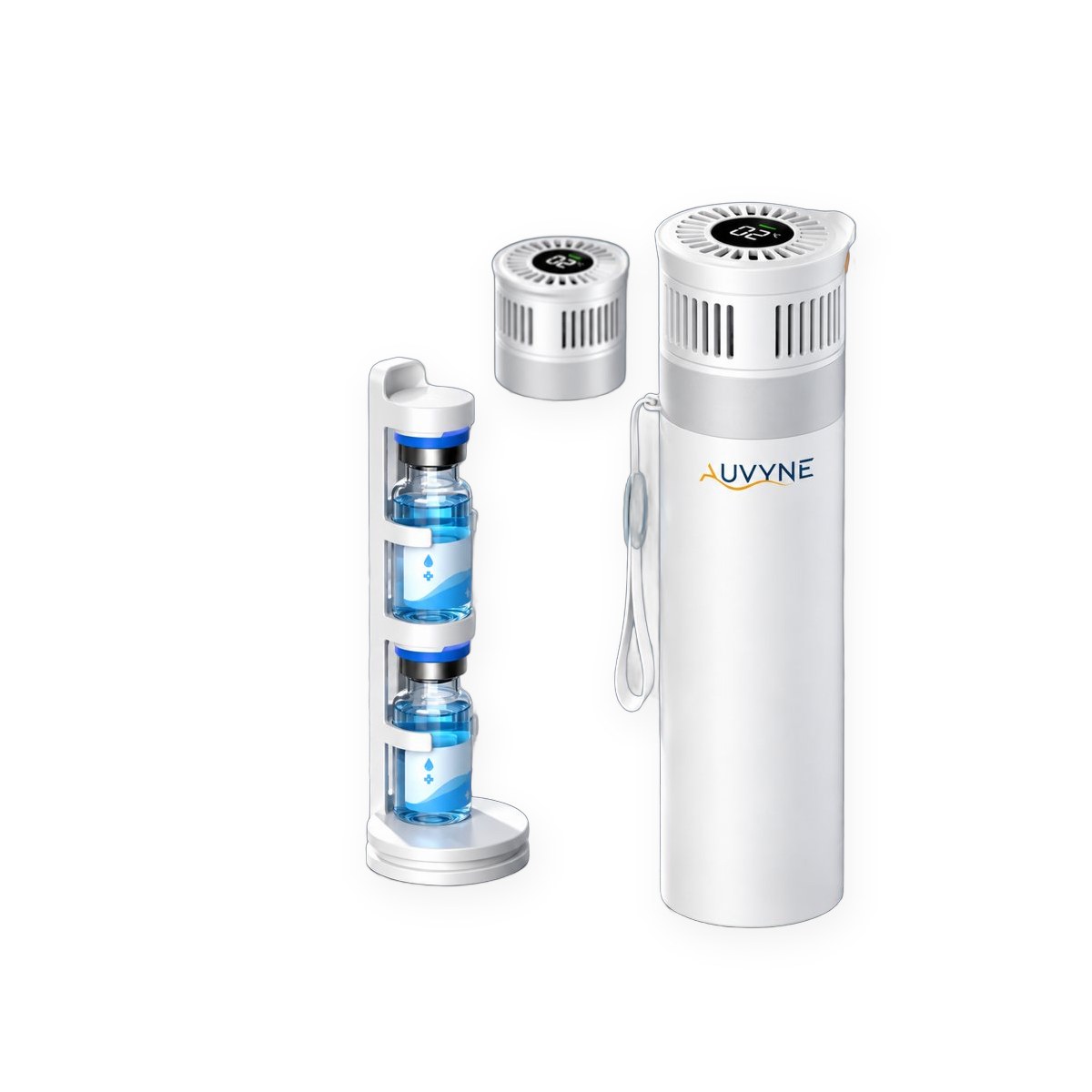 Portable travel cooler, 2-8 C, digital temperature display