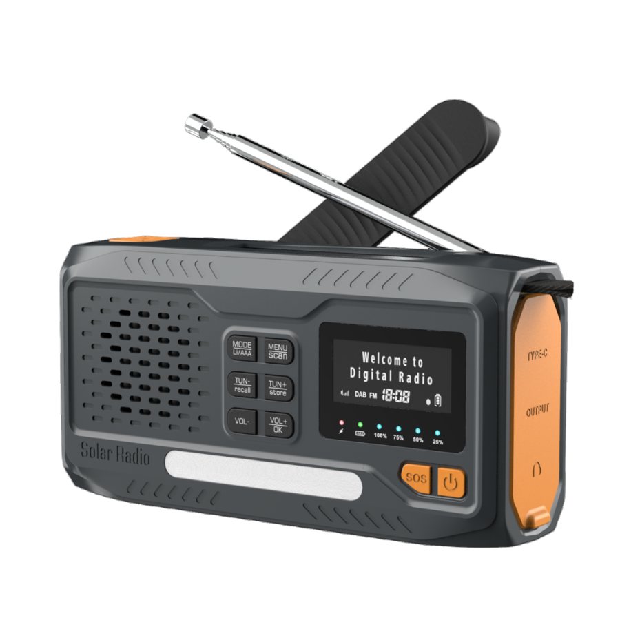 Solar Hand Crank Radio with DAB+ and SOS Alarm
