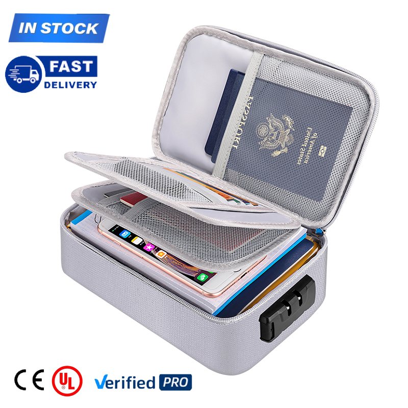 Three-Layer Lockable Fireproof Document Bag
