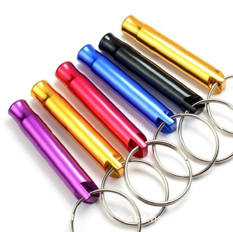 Large Aluminium Camping Whistle with Keychain
