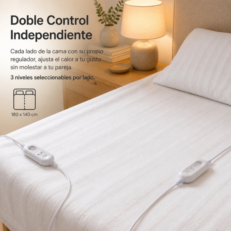 Double electric heated blanket, 180 x 140 cm, dual control