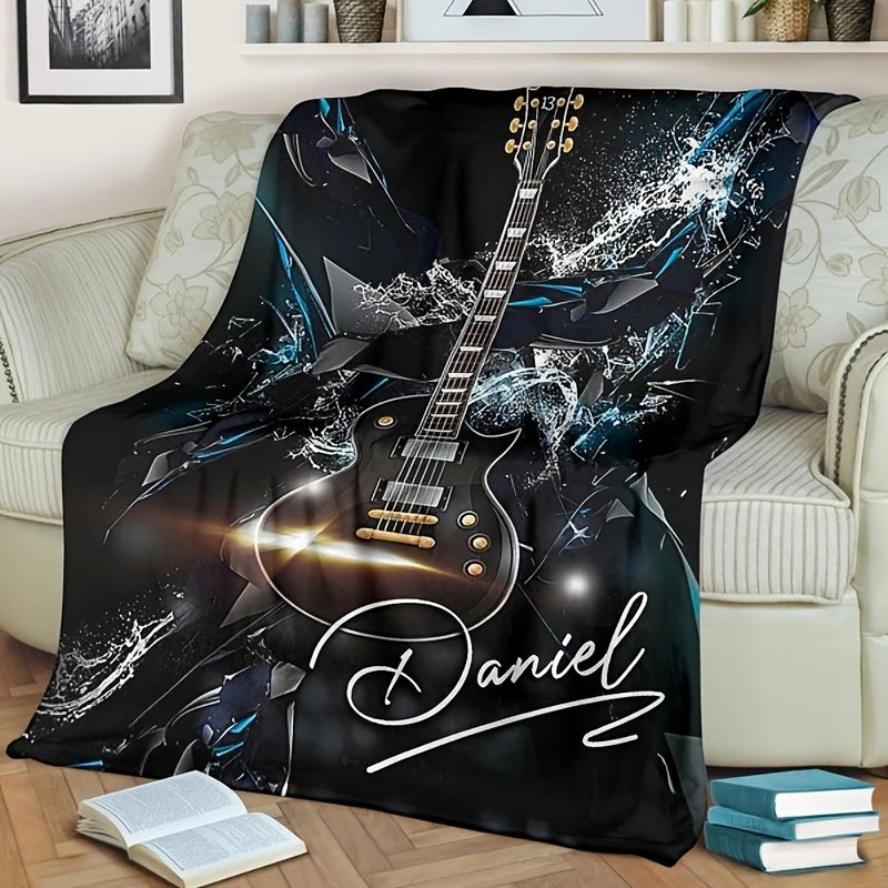 Electric guitar throw blanket, soft fleece