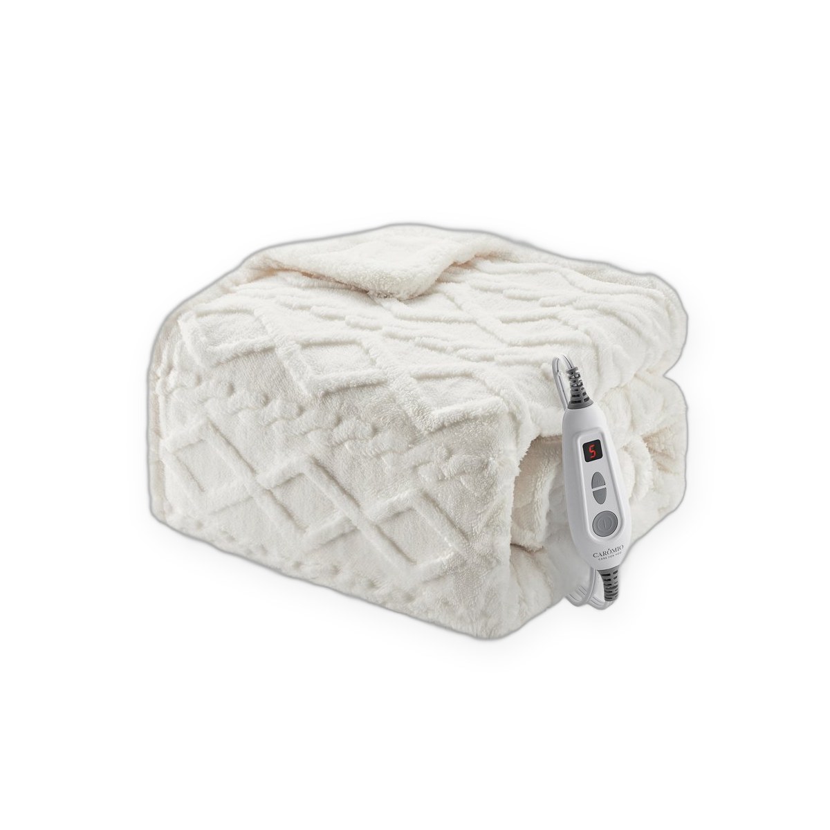 Electric heated throw blanket, velvet and plush, 6 heat levels