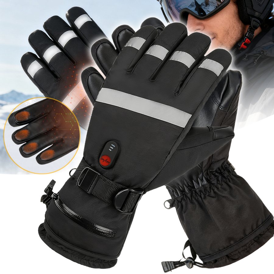 Waterproof and windproof winter heated ski gloves