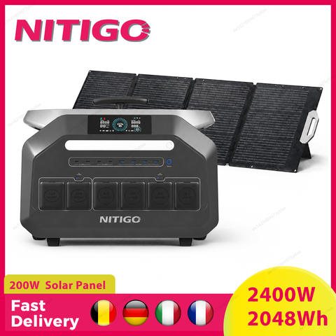 2400W Portable Power Station with 2048Wh Battery and 200W Solar Panel