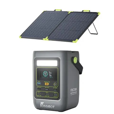 300W DC Portable Power Station with 100W Bifacial Solar Panel
