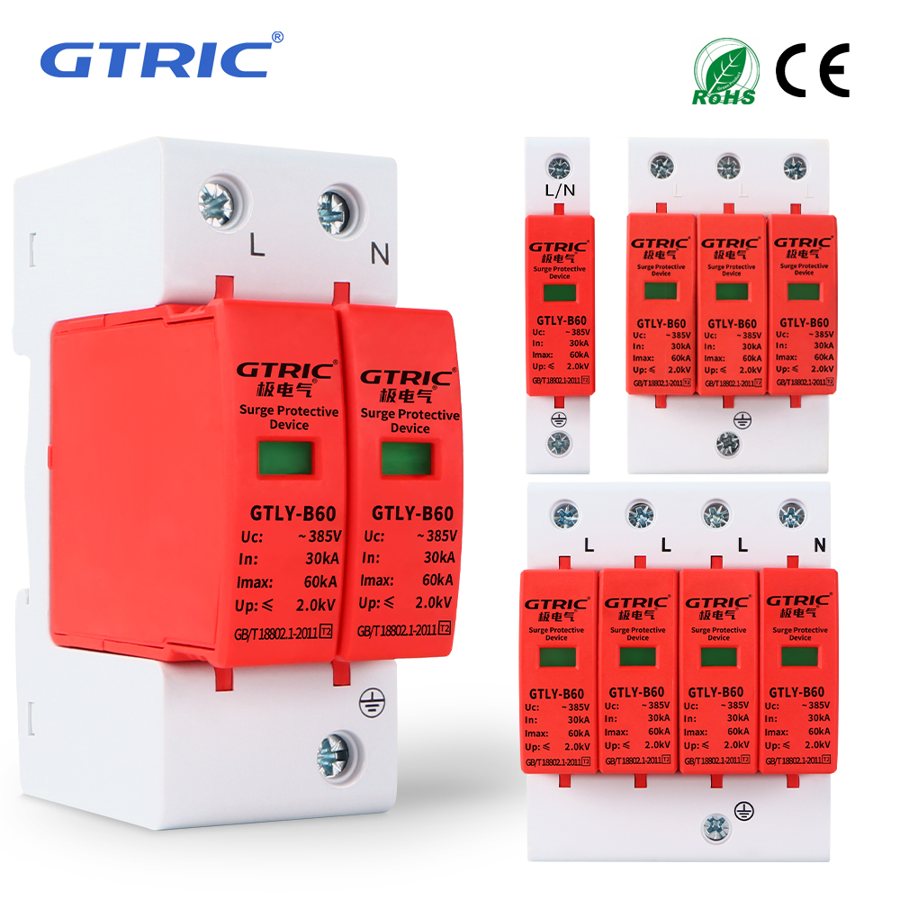 House AC surge protector, 1P to 4P, 40kA and 60kA