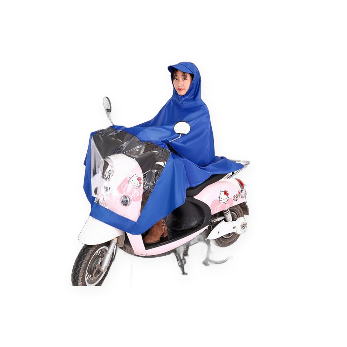 Universal hooded PVC rain poncho for motorcycles and e-bikes