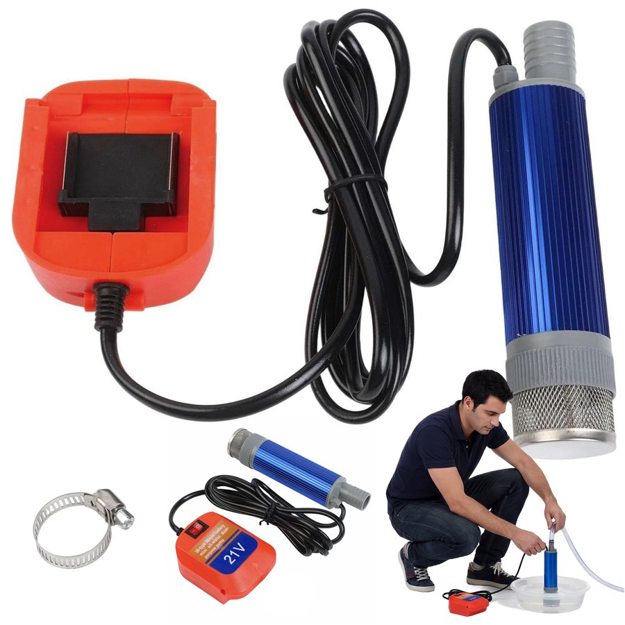 Portable cordless submersible water pump, for 21V lithium battery