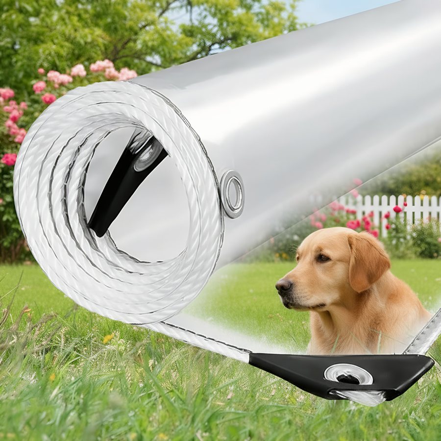 Clear PVC tarpaulin, 0.2 mm, with rust-proof eyelets