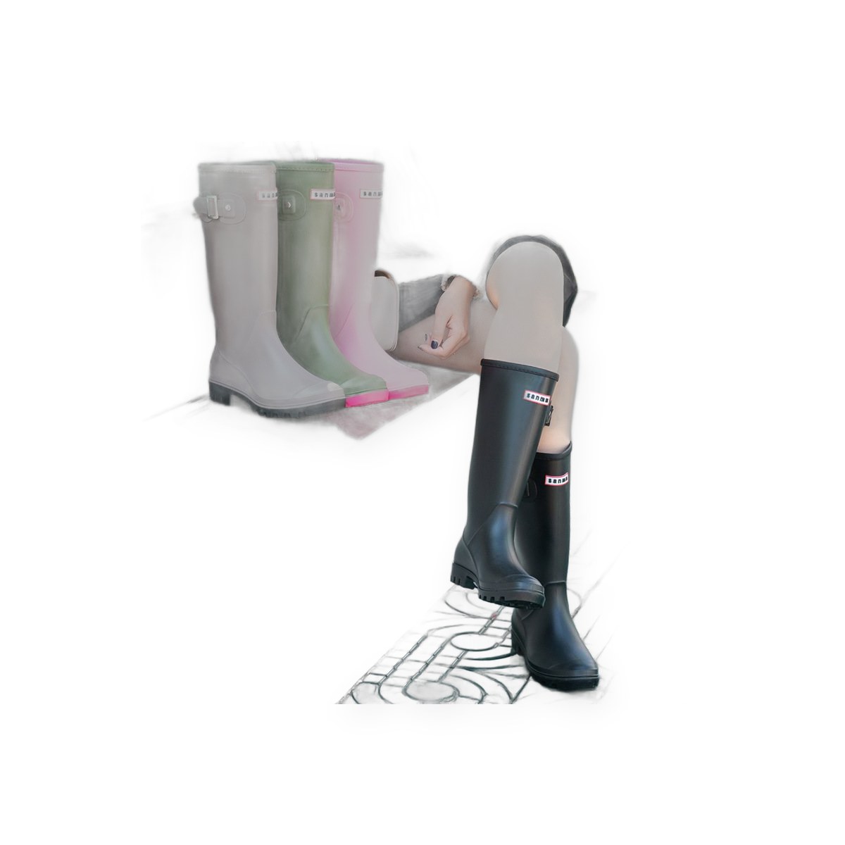 Fashion rubber rain boots, PVC waterproof