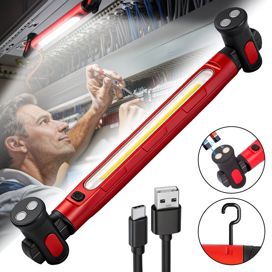 Rechargeable magnetic LED work light, 5000mAh, with hook