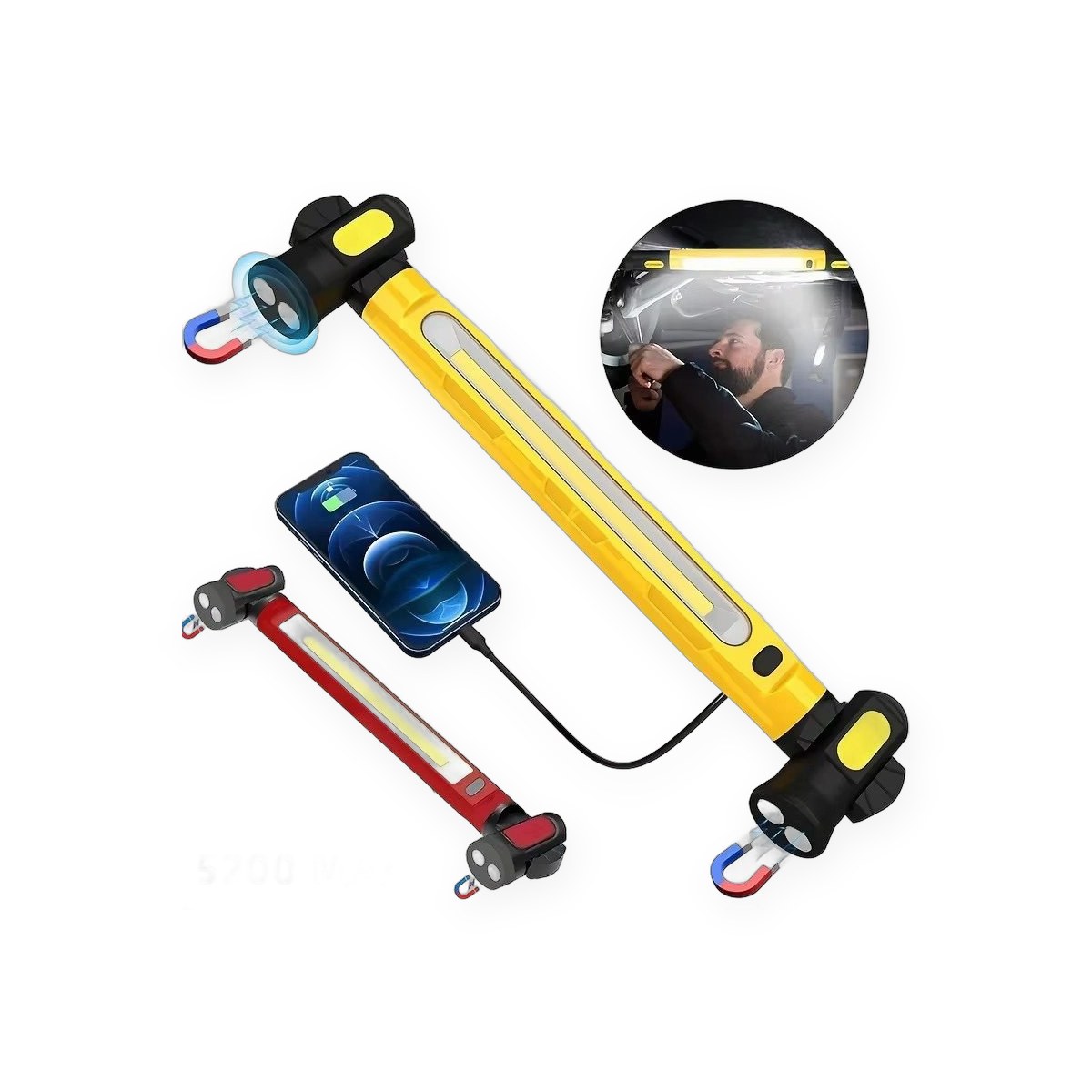 Rechargeable magnetic LED work light, 5000 lumens