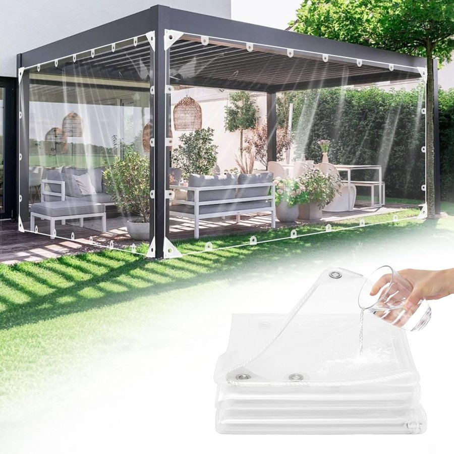 Heavy duty clear PVC tarpaulin, waterproof, 420 thickness